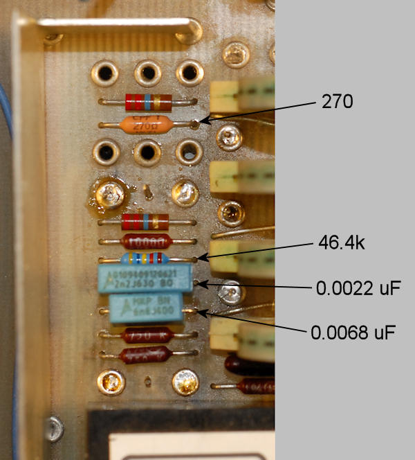 RIAA parts, top of PCB